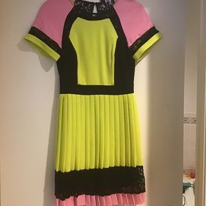 French Connection Neon Pink/Yellow Party Dress!